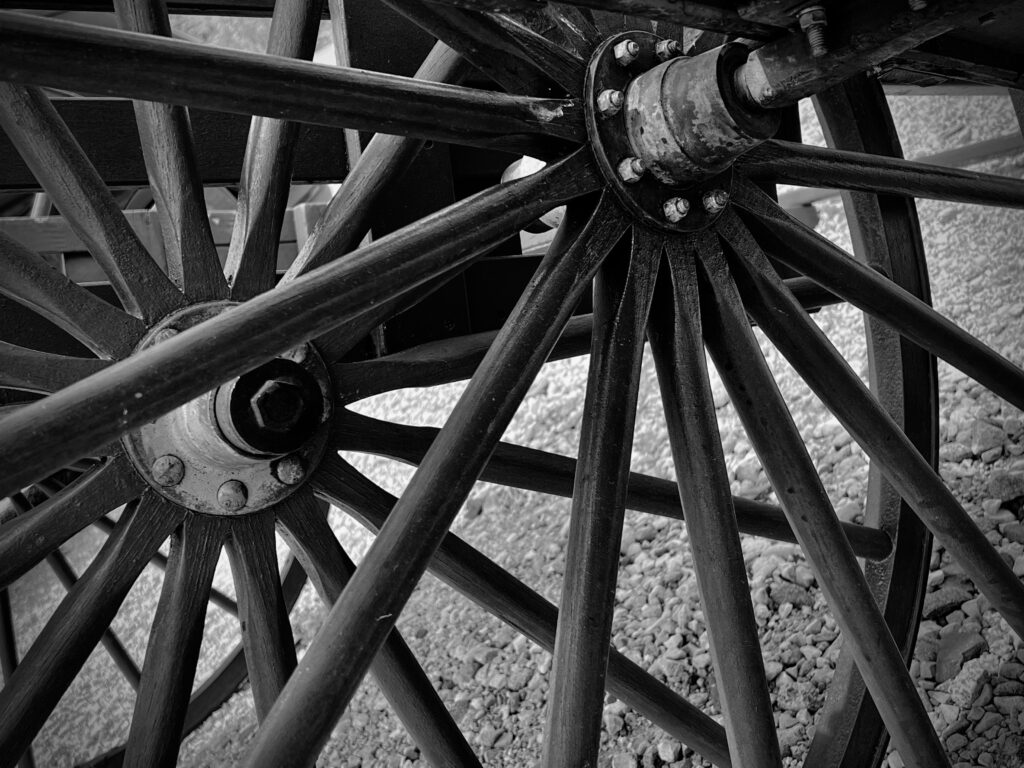 Handcart wheels at Martin's Cove, Wyoming.