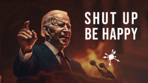 A dystopian Joe Biden shouting totalitarian edicts.